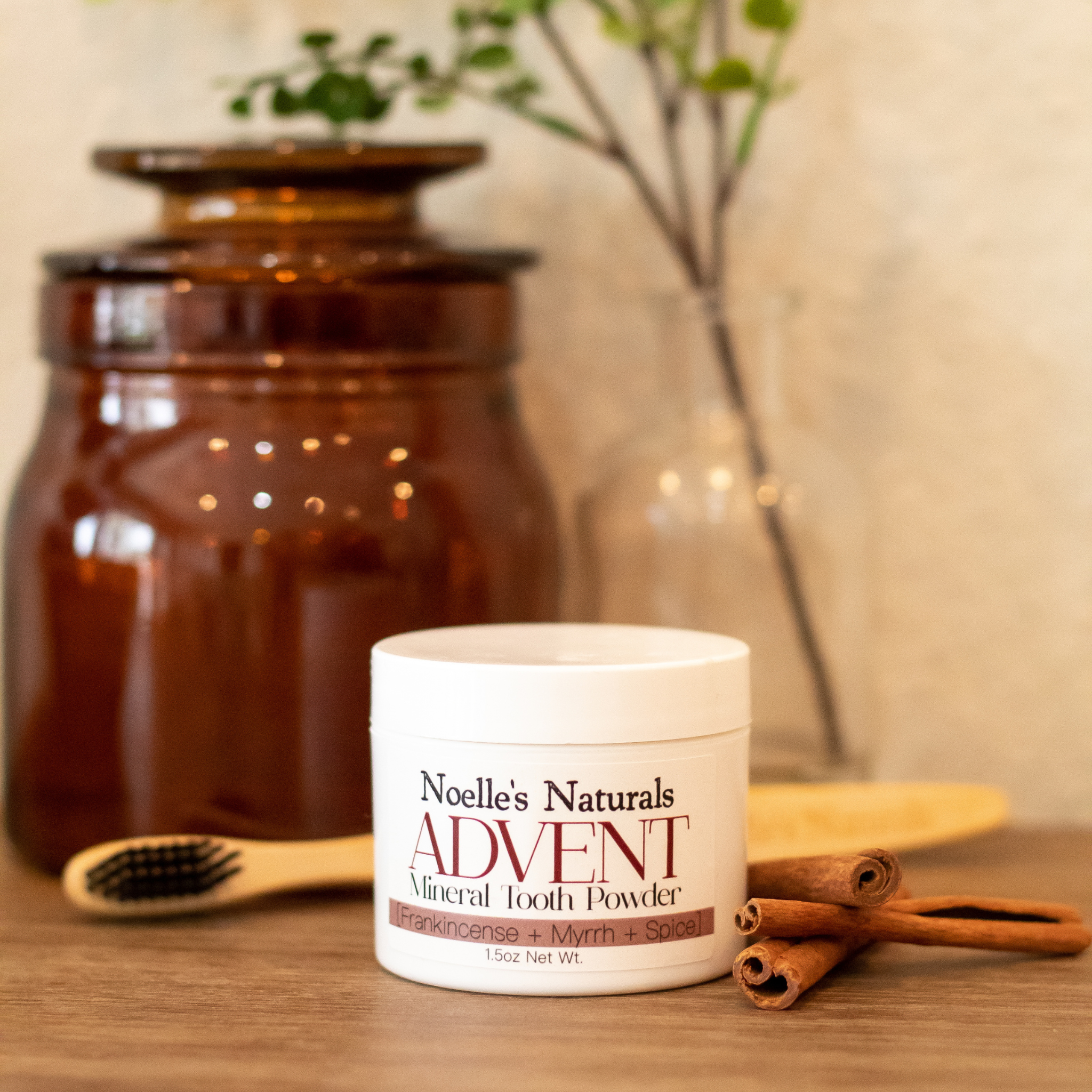 Try Noelle's Naturals Spiced Mineral Tooth Powder, Advent, for a warm and invigorating sensation! Our all natural ingredients are rich in natural occurring minerals to help strengthen your teeth!