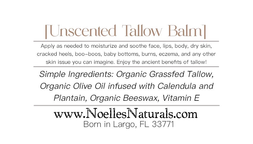 Organic Tallow Balm  - Unscented - 2oz