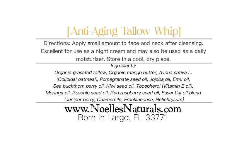 Noelle's Naturals Bright Anti-Aging Tallow Whip for Face & Neck.