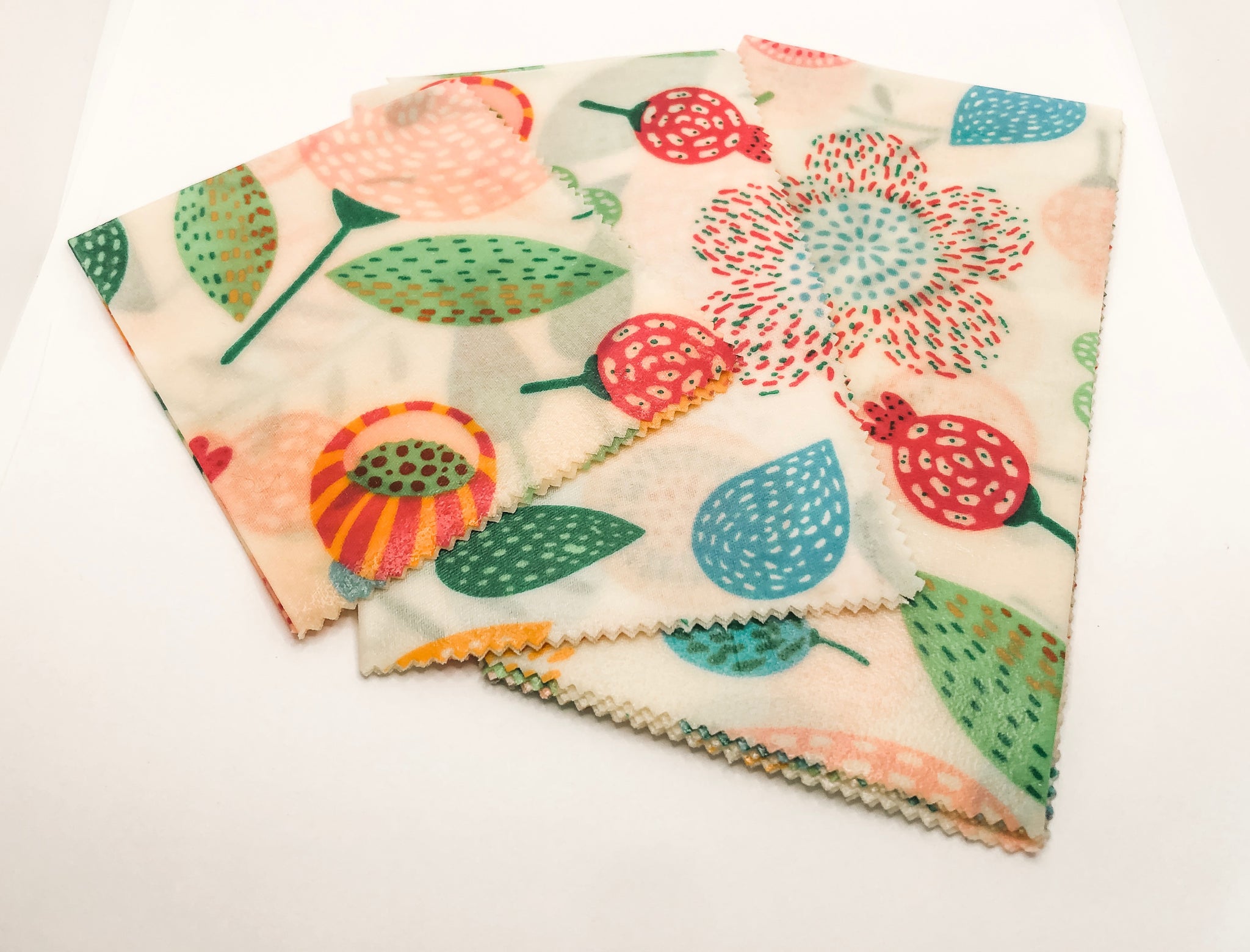 Organic Beeswax Food Wrap Covers - Set of 3 - Blossom