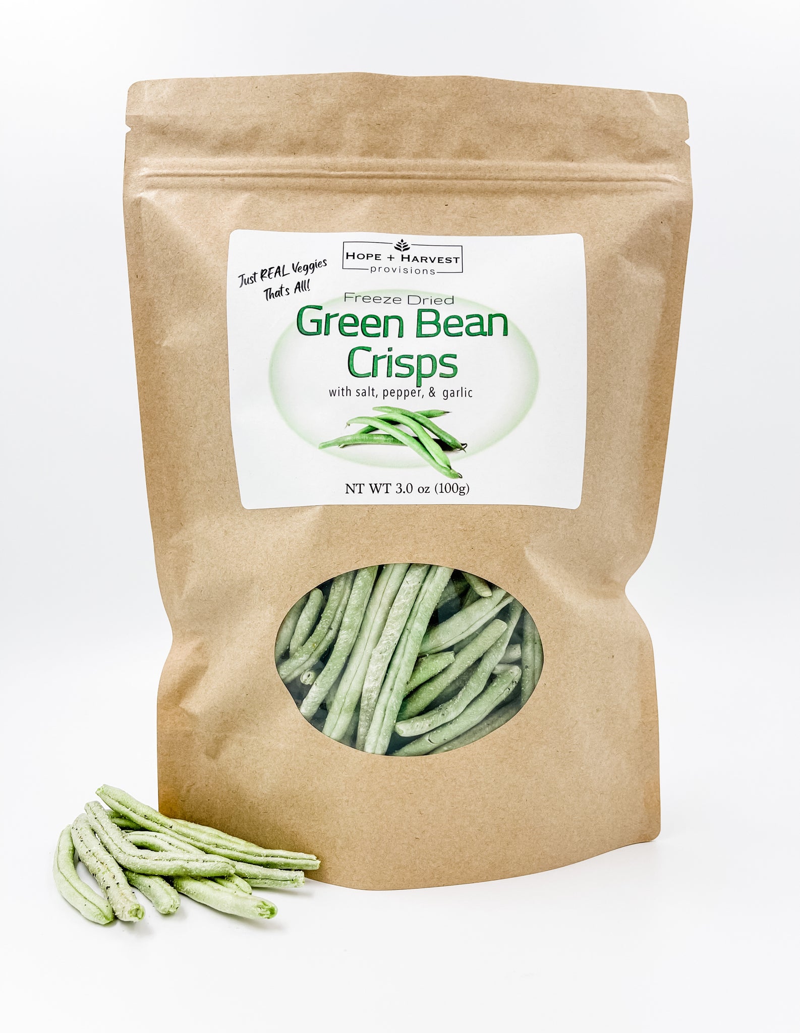 Green Bean Crisps - Freeze Dried Never Fried - Organic Veggie Snack